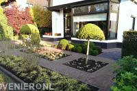 Voortuin met bestrating van klinkers en nieuwe beplanting 2