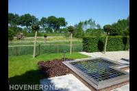 Kleine vijver afgedekt met betongaas