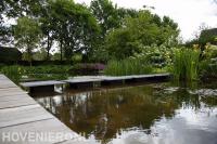 Grote vijver met looppad en waterplanten