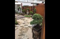 Oosterse tuin met waterloop, stapstenen en bonsai bomen 3