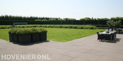 Ruime tuin met groot terras en gazon