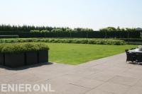 Ruime tuin met groot terras en gazon