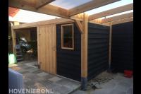 Bouwen van een houten overkapping en schuurtje met veranda 3
