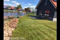 Aanleggen van terras en gazon van graszoden