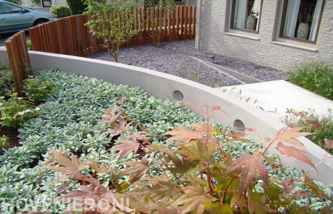 Moderne tuin met vetplantjes, siergras en split 1