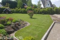 Tuinaanleg met gazon van graszoden en nieuwe beplanting