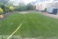 Sproeien van gazon na het leggen van graszoden