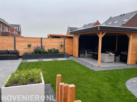 Nieuwbouw tuin aanleg in Rotterdam overkapping