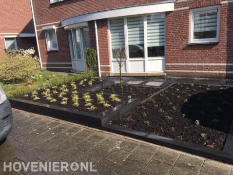 Nieuwe beplanting in voortuin