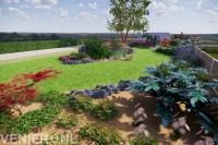 3D tuinontwerp van landelijke tuin