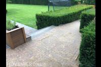 Nieuwe bestrating plus heg en gazon