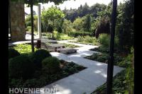 Tuin met strakke lijnen en veel groen