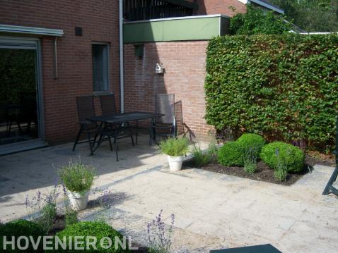 Kleine achtertuin met terras en veel groen 1