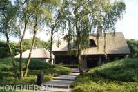 Groene tuin met struiken en siergras bij villa 1