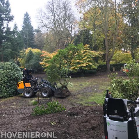 Rododendron verplanten met minishovel