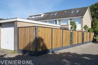 Beton/hout tuinafscheiding