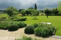 Ruime landelijke achtertuin met groot gazon