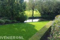 Grote tuin met kunstgras