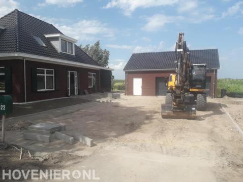 Voorbereidend grondwerk voor bestrating