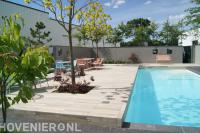 Zwembad met terras van natuurstenen tegels