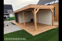 Houten overkapping met vlonder en berging