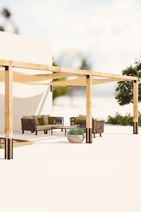 houten pergola douglas doek schaduwdoek in tuin