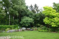 Landschappelijke tuin met veel groen en groot gazon