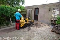 Boomstronk verwijderen met stobbenfrees