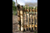 Tuinpoort van hout van gekapte boom