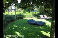 Ligstoelen op gazon
