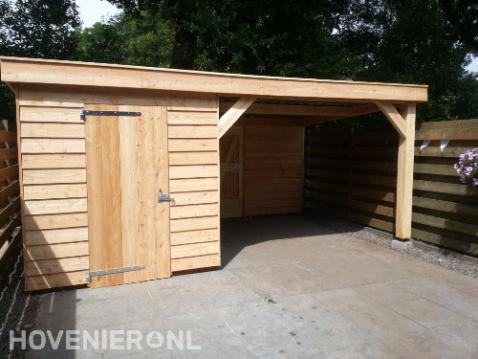 Houten overkapping met berging